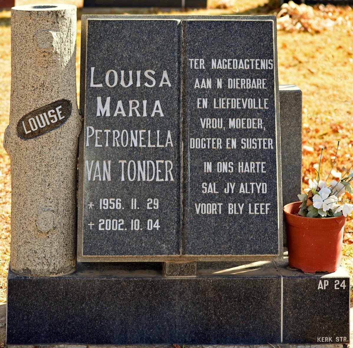 TONDER Louisa Maria Petronella, van 1956-2002