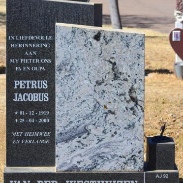 WESTHUIZEN Petrus Jacobus, van der 1919-2000