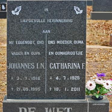 WET Johannes I.N., de 1916-1995 &amp; Catharina F. 1925-2011