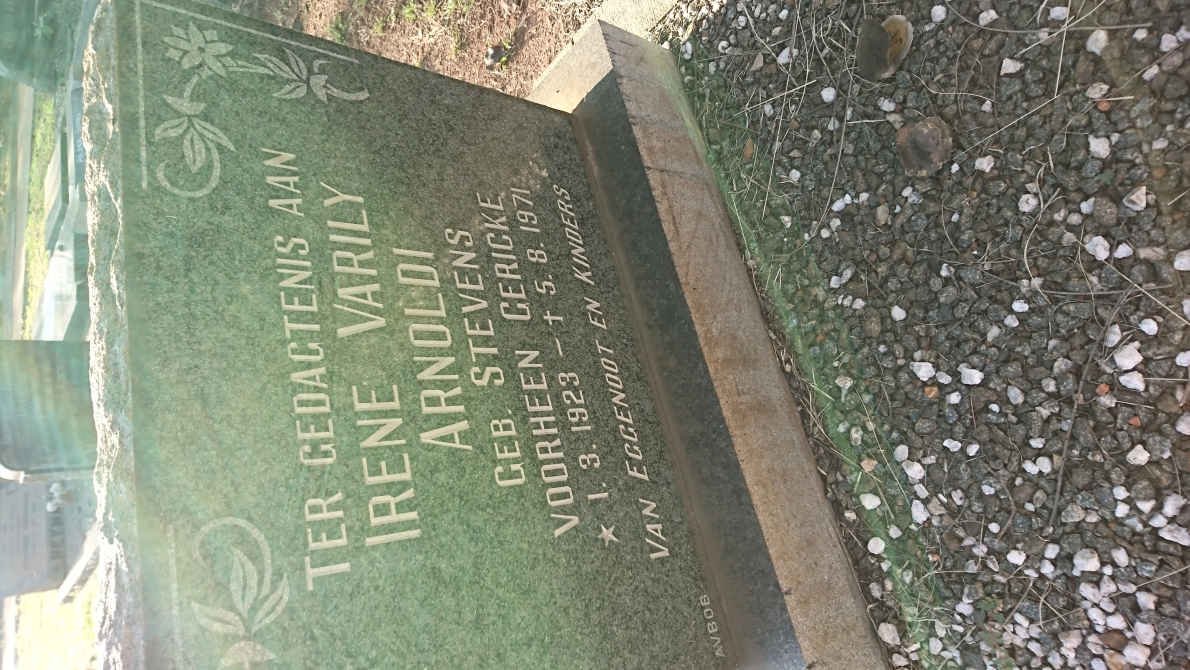 ARNOLDI Gerhardus Jacobus 1920-1982 &amp; Irene Varily formerly GERICKE nee STEVENS 1923-1971