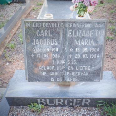 BURGER Carl Jacobus 1911-1984 &amp; Elizabeth Maria 1904-1984