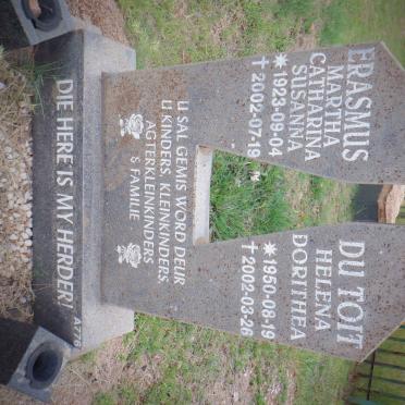 ERASMUS Martha Catharina Susanna 1923-2002 :: DU TOIT Helena Dorithea 1950-2002