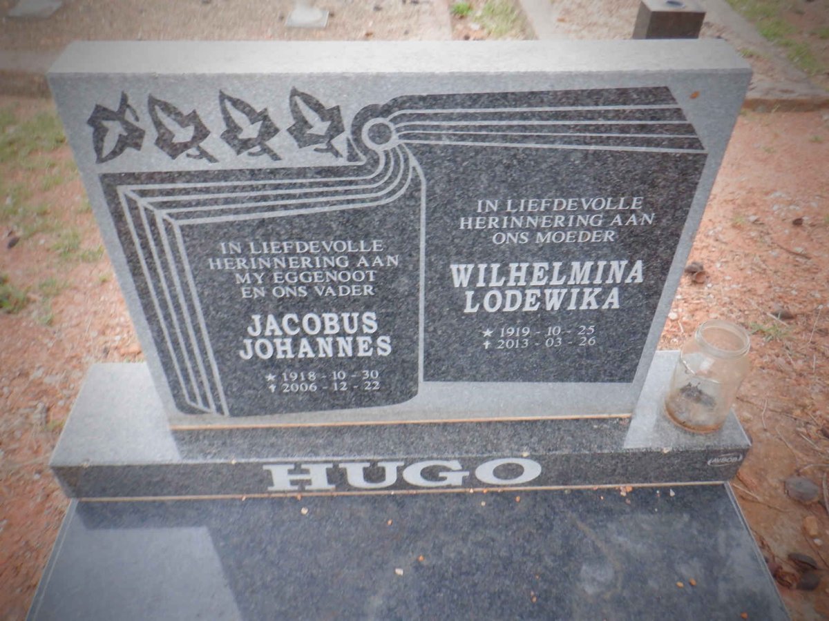 HUGO Jacobus Johannes 1918-2006 &amp; Wilhelmina Lodewika 1919-2013