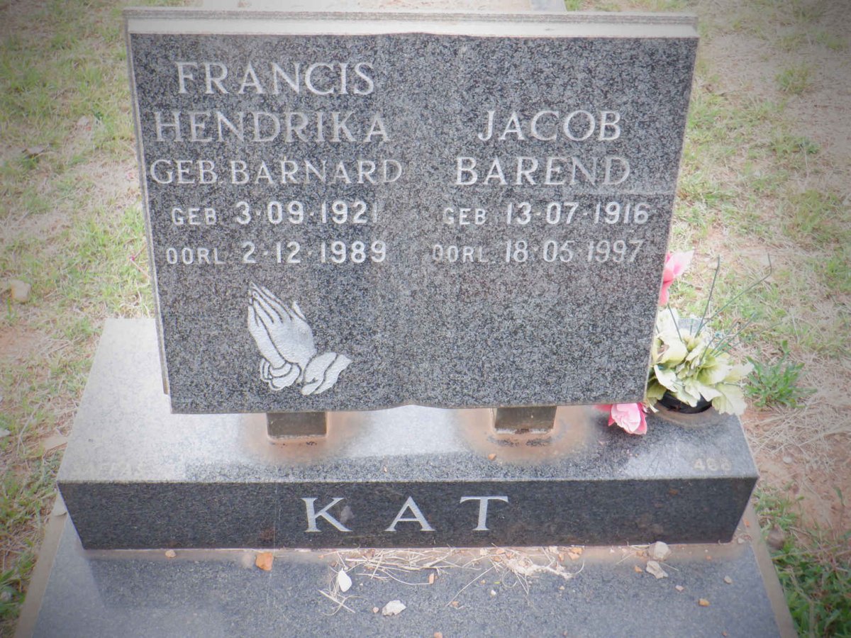 KAT Jacob Barend 1916-1997 &amp; Francis Hendrika BARNARD 1921-1989