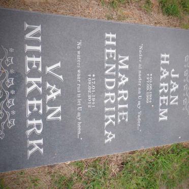 NIEKERK Jan Harem, van 1934-1999 &amp; Marie Hendrika 1941-2012