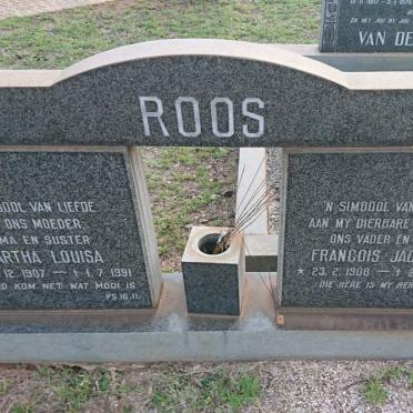 ROOS Francois Jacobus 1908-1977 &amp; Martha Louisa 1907-1991