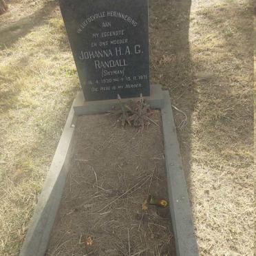 RANDALL Johanna H.A.G. nee SNYMAN 1930-1971