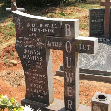 BOUWER Johan Mathys 1932-2006 &amp; Aletta Wilhelmina 1939-