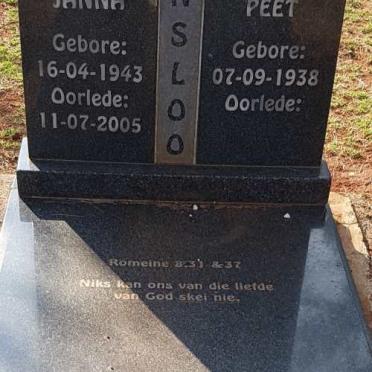 PRINSLOO Peet 1938- &amp; Janna 1943-2005