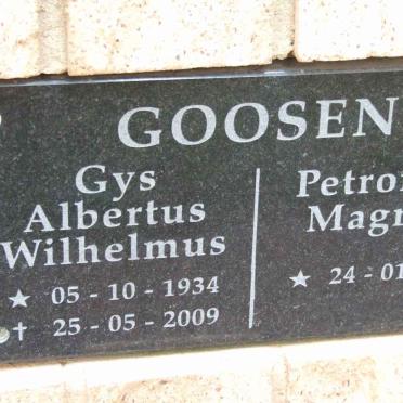 GOOSEN Gys Albertus Wilhelmus 1934-2009 &amp; Petronella Magrieta 1937-
