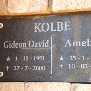 KOLBE Gideon David 1921-2000 &amp; Amelia 1930-2005