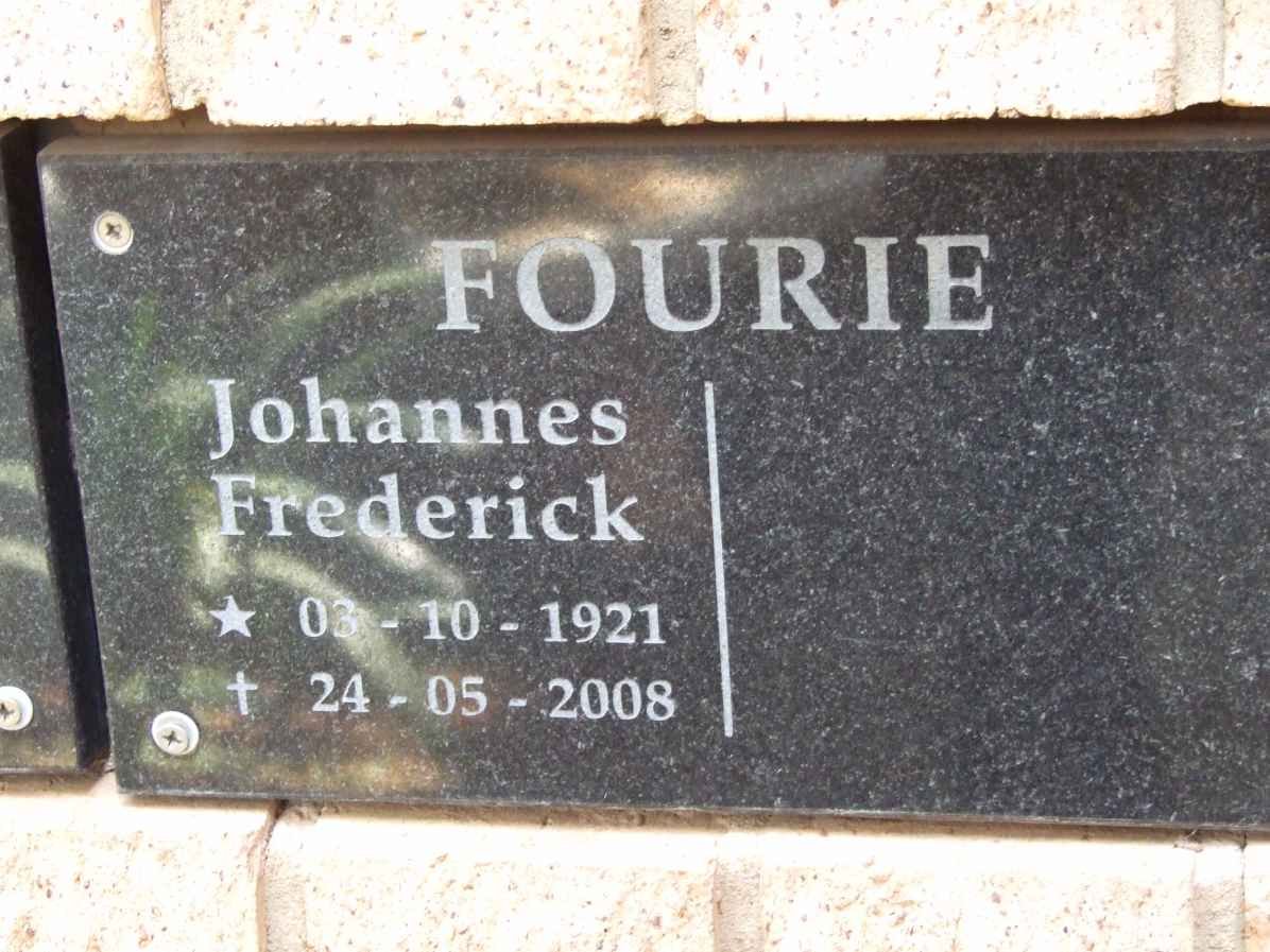 FOURIE Johannes Frederick 1921-2008