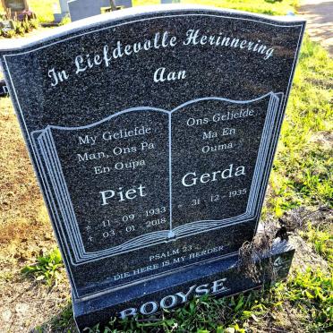 BOOYSE Piet 1933-2018 & Gerda 1935-