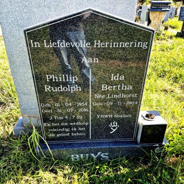 BUYS Phillip Rudolph 1954-2016 & Ida Bertha LINDHORST 1954-