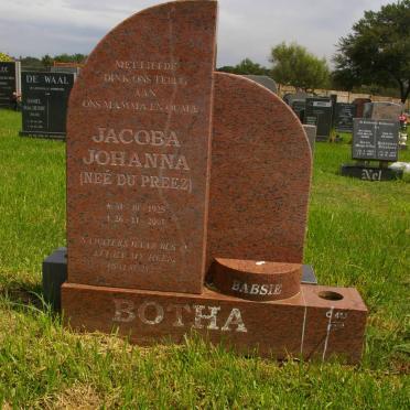 BOTHA  Jacoba Johanna nee DU PREEZ 1925-2001