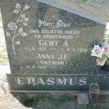 ERASMUS A. 1921-1998 &amp; J.E. SNYMAN 1928-