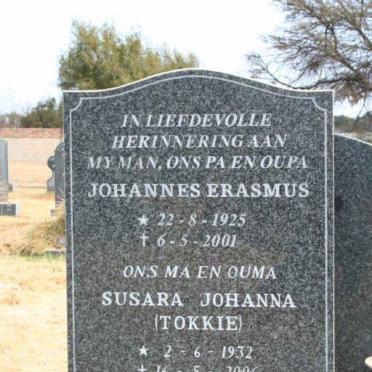 ERASMUS Johannes 1925-2001 &amp; Susara Johanna 1932-2006