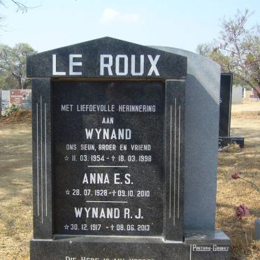 ROUX Wynand R.J., le 1917-2013 &amp; Anna E.S. 1928-2010 :: LE ROUX Wynand 1954-1998