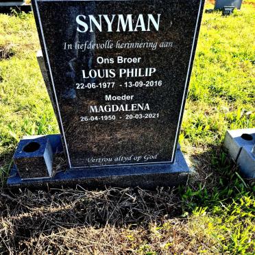 SNYMAN Louis Philip 1977-2016 :: SNYMAN Magdalena 1950-2021