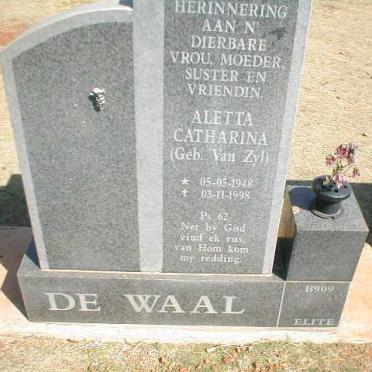 WAAL Aletta Catharina, de nee VAN ZYL 1948-1998