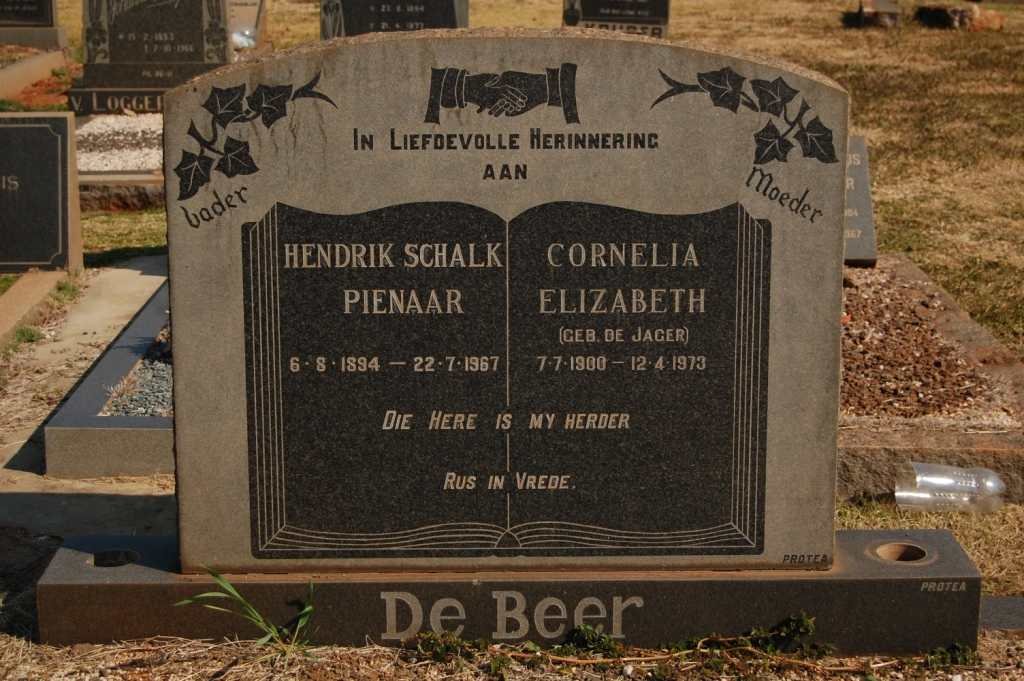 BEER Hendrik Schalk Pienaar, de 1894-1967 &amp; Cornelia Elizabeth DE JAGER 1900-1973