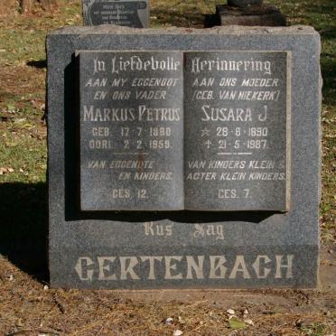 GERTENBACH Markus Petrus 1880-1959 &amp; Susara J. VAN NIEKERK 1890-1987