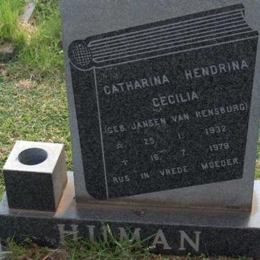 HUMAN Catharina Hendrina Cecilia nee JANSEN VAN RENSBURG 1932-1979