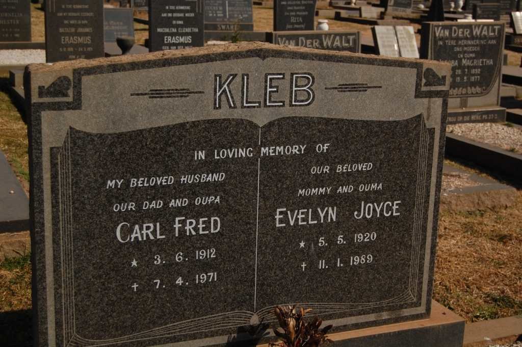 KLEB Carl Fred 1912-1971 &amp; Evelyn Joyce 1920-1989