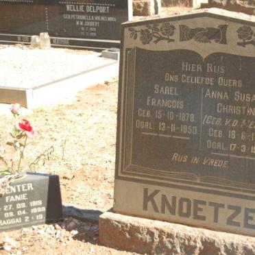 KNOETZE Sarel Francois 1878-1950 &amp; Anna Susanna Christina VD. MERWE 1883-1970 :: VENTER Fanie 1919-1988