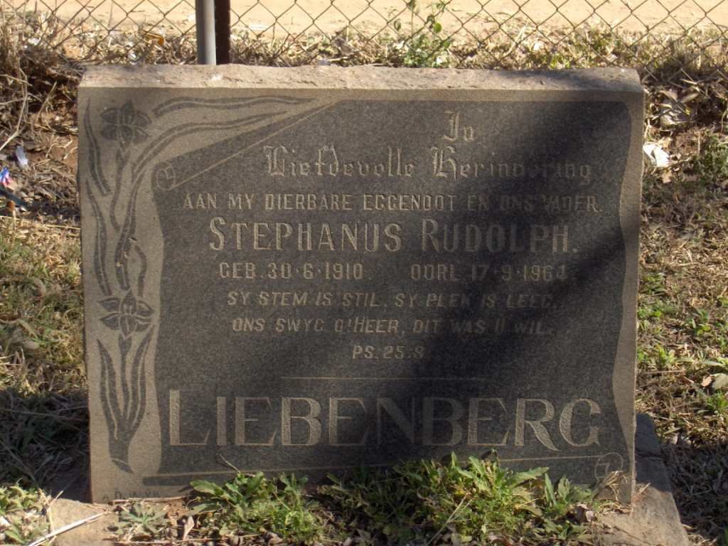 LIEBENBERG Stephanus Rudolph 1910-1964