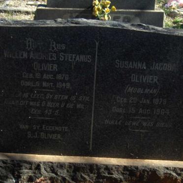 OLIVIER Willem Andries Stefanus 1876-1949 &amp; Susanna Jacoba MOOLMAN 1879-1964