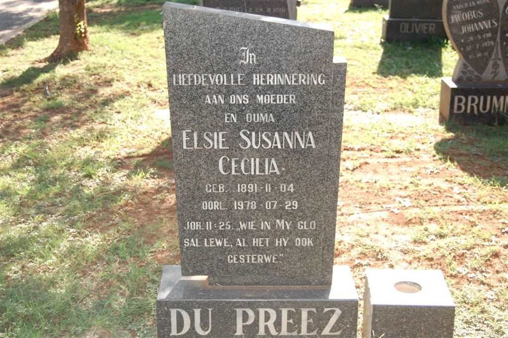PREEZ Elsie Susanna Cecilia, du 1891-1978