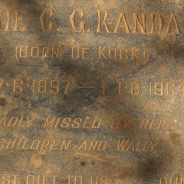 RANDALL Annie C.G. nee DE KOCK 1897-1964