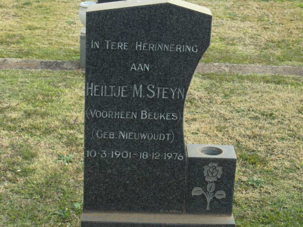 STEYN Heiltje M. nee NIEUWOUDT voorheen BEUKES 1901-1976