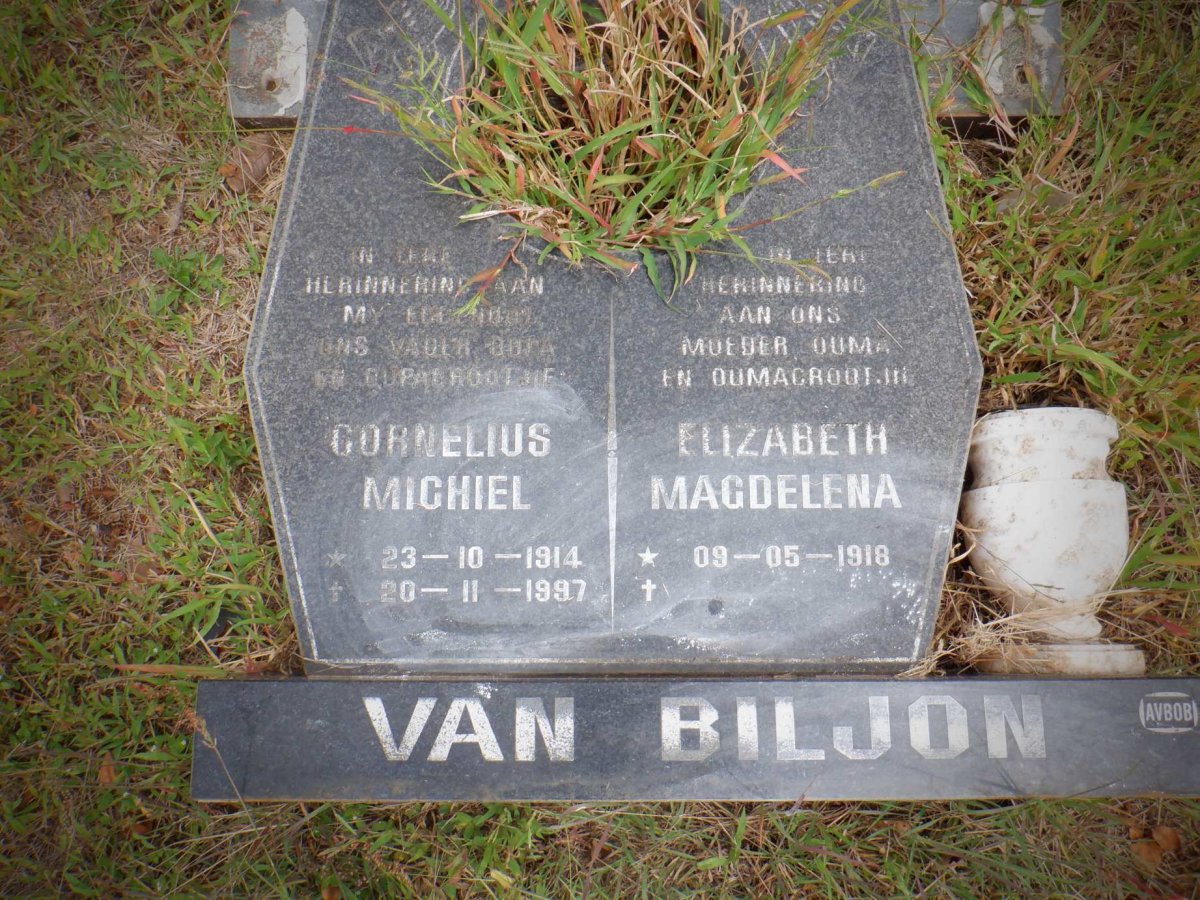 BILJON Cornelius Michiel, van 1914-1997 &amp; Elizabeth Magdelena 1918-