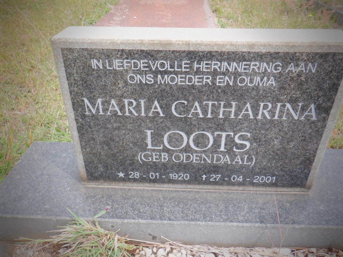 LOOTS Maria Catharina nee ODENDAAL 1920-2001