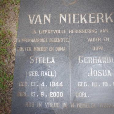 NIEKERK Gerhardus Josua, van 1941- &amp; Stella RALL 1944-2000