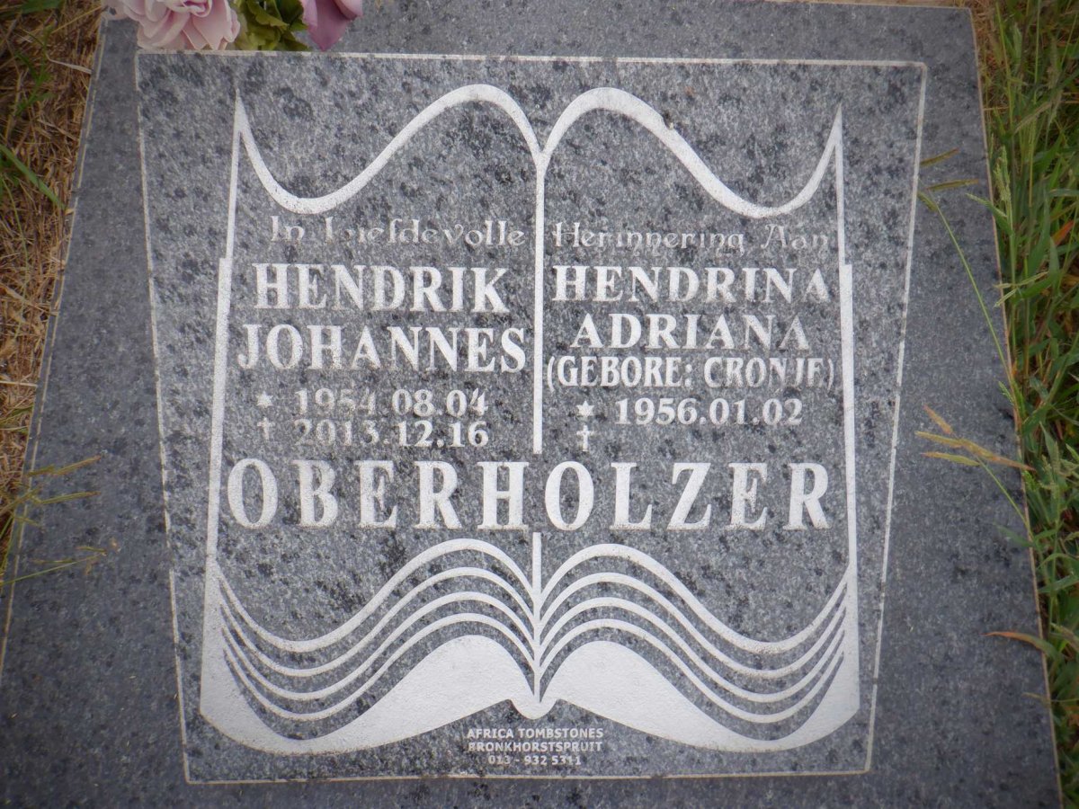 OBERHOLZER Hendrik Johannes 1954-2013 &amp; Hendriena Adriana CRONJE 1956-