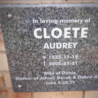 CLOETE Audrey 1933-2005