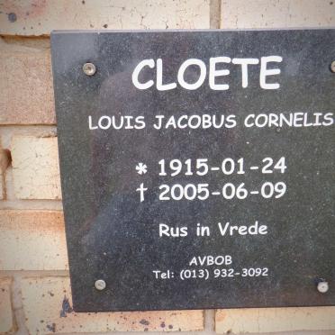 CLOETE Louis Jacobus Cornelis 1915-2005