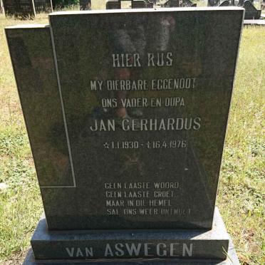 ASWEGEN Jan Gerhardus, van 1930-1976