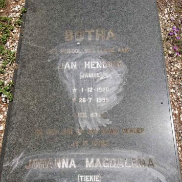 BOTHA Jan Hendrik 1920-1995 &amp; Johanna Magdalena 1921-