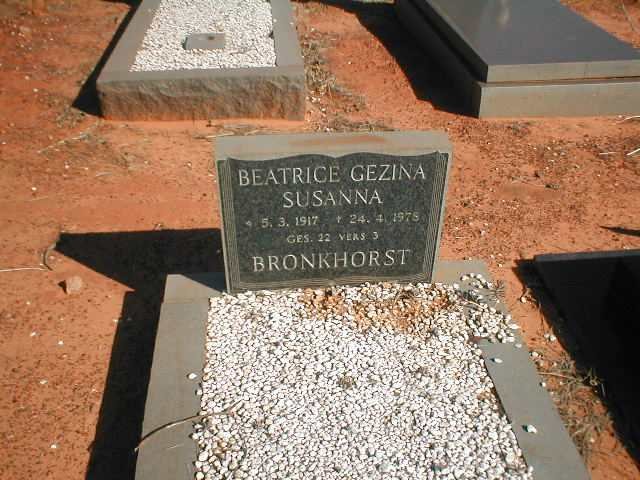 BRONKHORST Beatrice Gezina Susanna 1917-1978