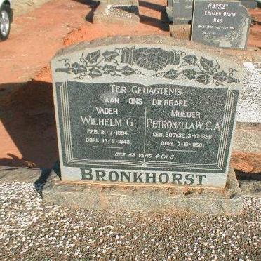 BRONKHORST Wilhelm G. 1894-1948 &amp; Petronella W.C.A. BOOYSE 1896-1950