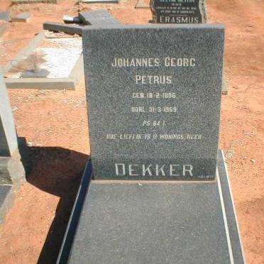 DEKKER Johannes Georg Petrus 1896-1969