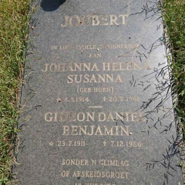 JOUBERT Gideon Daniel Benjamin 1911-1986 &amp; Johanna Helena Susanna HORN 1914-19?1
