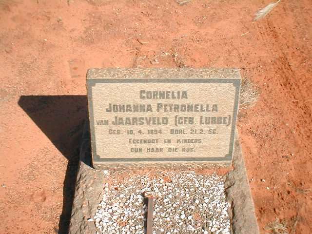 JAARSVELD Cornelia Johanna Petronella, van nee LUBBE 1894-1956