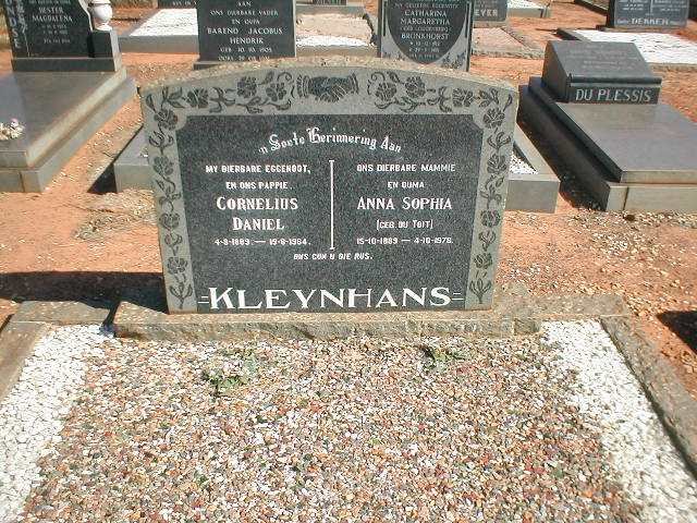 KLEYNHANS Cornelius Daniel 1889-1964 &amp; Anna Sophia DU TOIT 1889-1978