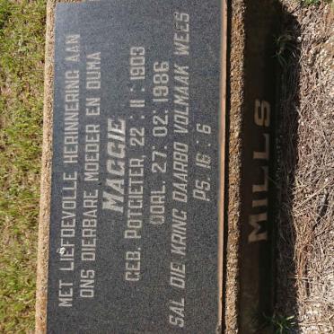 MILLS Maggie nee POTGIETER 1903-1986