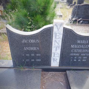 VENTER Jacobus Andries 1913-1989 &amp; Maria Magdalena Catherina ROETS 1915-2017